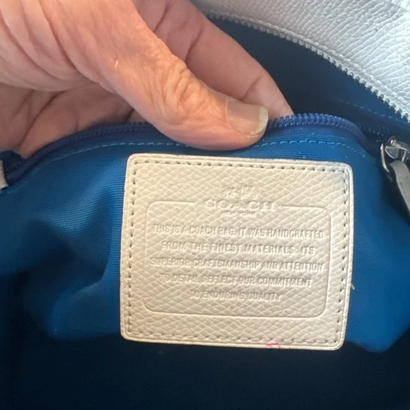 Coach Blue Floral Tote with Cream Trim and Straps - Picture 2 of 15